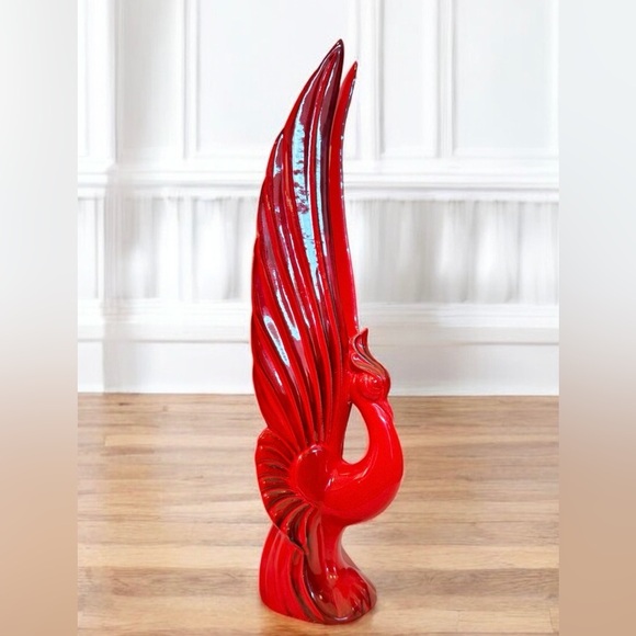 California Pottery Blackened Red Phoenix Sculpture - Picture 1 of 11